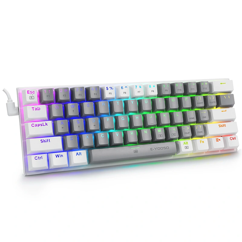 صفحه کلید مکانیکی بازی با سیم 61 کلید 60٪ RGB