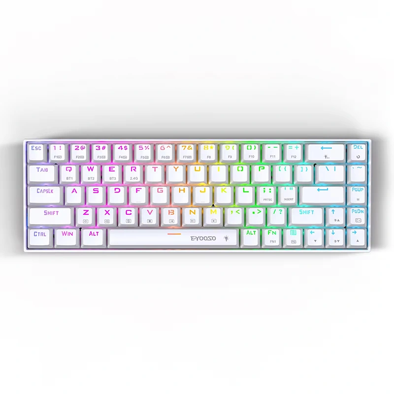 صفحه کلید بازی مکانیکی بی‌سیم 68 کلیدی RGB BT 2.4 گیگاهرتز