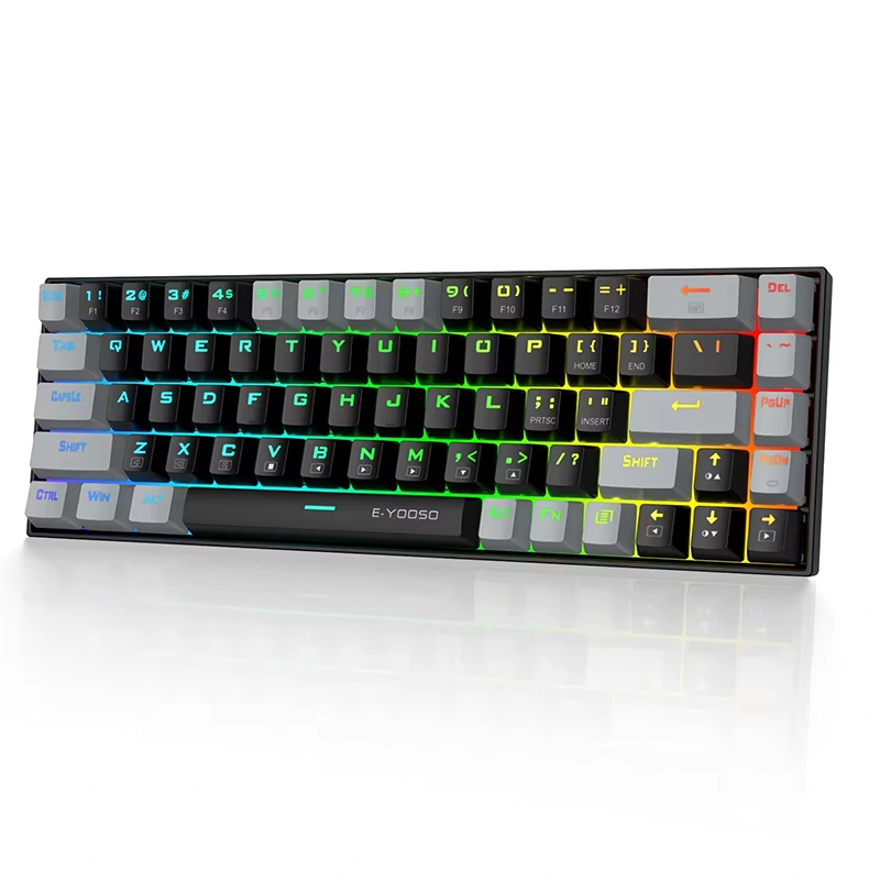 صفحه کلید بازی مکانیکی با سیم RGB با 68 کلید