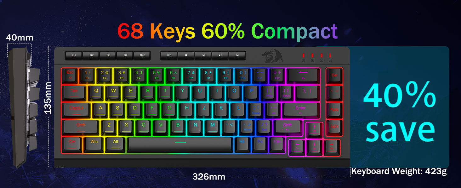 Black K519 Wired Gaming RGB Backlit Keyboard