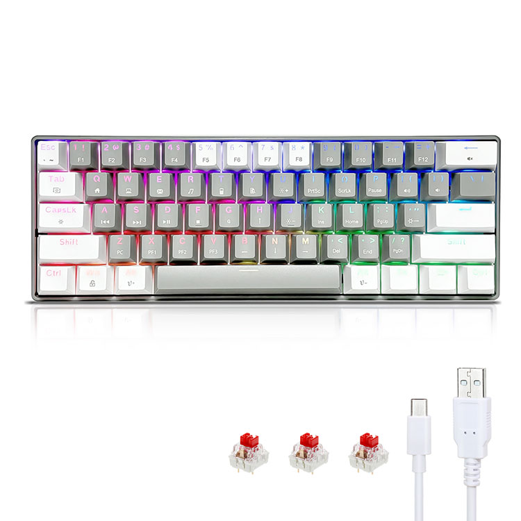 صفحه کلید بازی مکانیکی 60% RGB قابل حمل